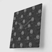 Fruit seamless pattern black and white Tropical Vierkante Klok (Hoek)