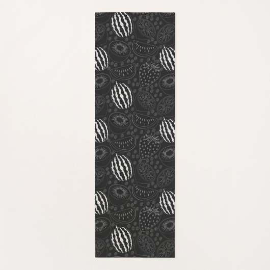 Fruit seamless pattern black and white Tropical Yogamat (Voorkant)
