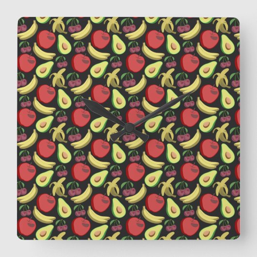 Fruit seamless pattern | colorful tropical fruit vierkante klok (Voorkant)