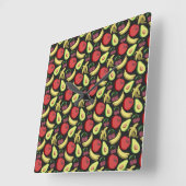 Fruit seamless pattern | colorful tropical fruit vierkante klok (Hoek)