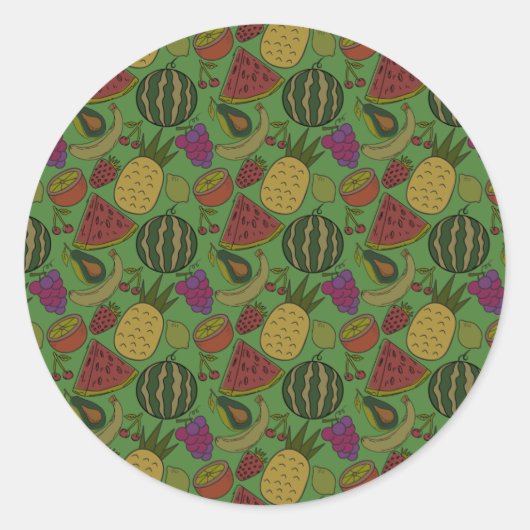 Fruit seamless pattern | Fruit surface pattern 19 Ronde Sticker (Voorkant)