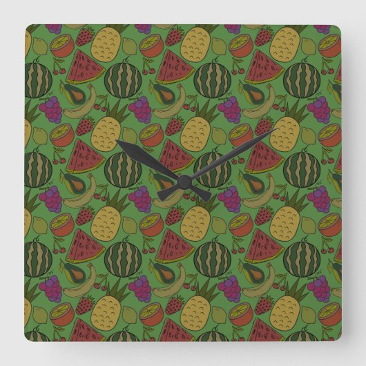 Fruit seamless pattern | Fruit surface pattern 19 Vierkante Klok (Voorkant)