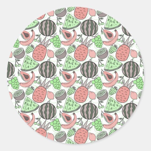 Fruit seamless pattern | Fruit surface pattern 53 Ronde Sticker (Voorkant)