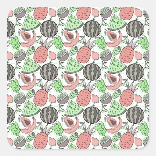 Fruit seamless pattern | Fruit surface pattern 53 Vierkante Sticker (Voorkant)