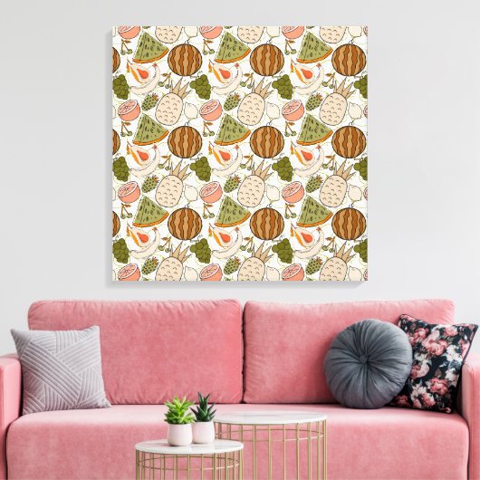 Fruit seamless pattern | Fruit surface pattern 54 Canvas Afdruk (Insitu (Woonkamer))