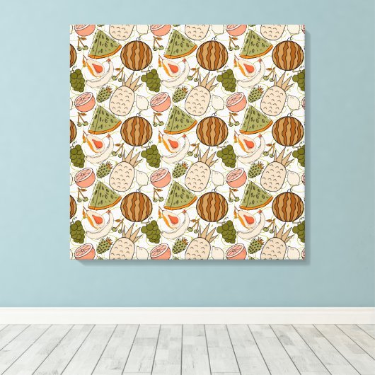 Fruit seamless pattern | Fruit surface pattern 54 Canvas Afdruk (Insitu (Houten vloer))