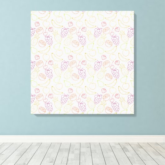 Fruit seamless pattern | Fruit surface pattern 58 Canvas Afdruk (Insitu (Houten vloer))