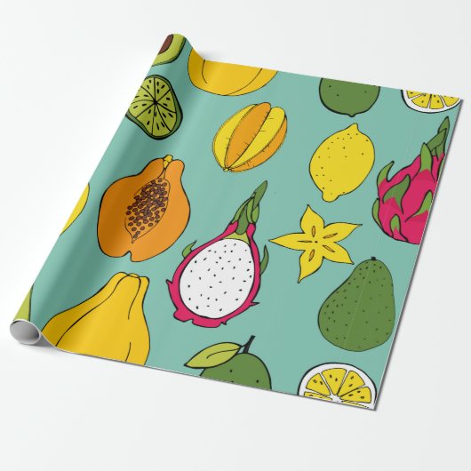 Fruit. Seamless vintage pattern Cadeaupapier (Uitgerold)