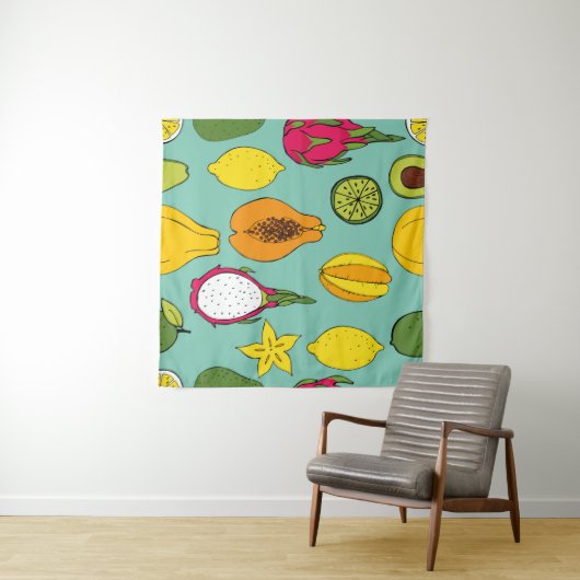 Fruit. Seamless vintage pattern Wandkleed (In Situ (horizontaal))