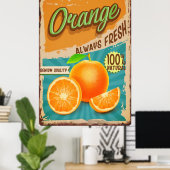 Fruit Sinaasappel vintage Poster (Thuiskantoor)