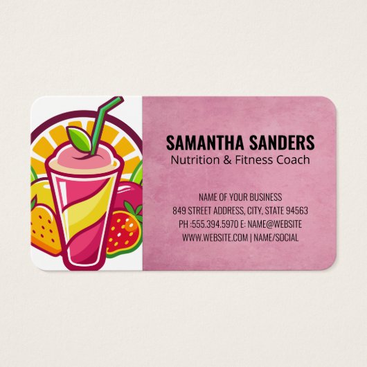 Fruit Smoothie | Health Nutrition Drinks Visitekaartje (Voorkant)