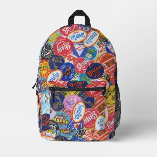 Fruit Sticker Montage Patroon Bedrukte Rugzak (Voorkant)