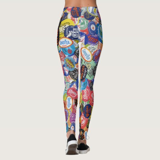 Fruit Sticker Montage Patroon Leggings (Achterkant)
