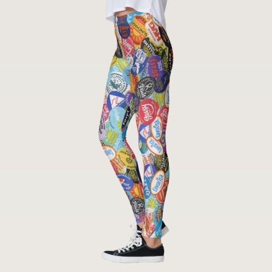 Fruit Sticker Montage Patroon Leggings (Links)