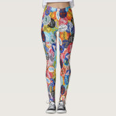 Fruit Sticker Montage Patroon Leggings (Voorkant)