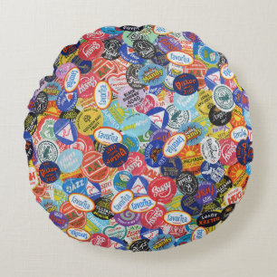 Fruit Sticker Montage Patroon Rond Kussen