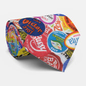 Fruit Sticker Montage Patroon Stropdas (Opgerold)