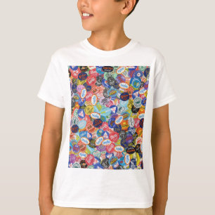 Fruit Sticker Montage Patroon T-shirt