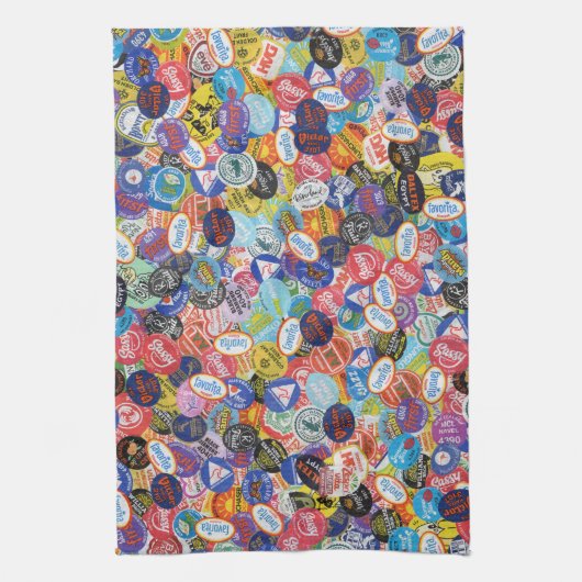 Fruit Sticker Montage Patroon Theedoek (Verticaal)