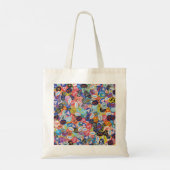 Fruit Sticker Montage Patroon Tote Bag (Achterkant)