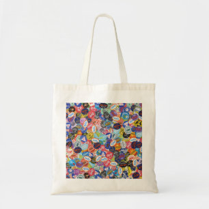 Fruit Sticker Montage Patroon Tote Bag