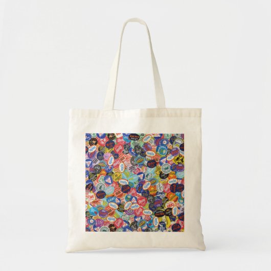 Fruit Sticker Montage Patroon Tote Bag (Voorkant)