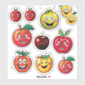 Fruit Stickers en vrolijke emoji rode appel (Vel)