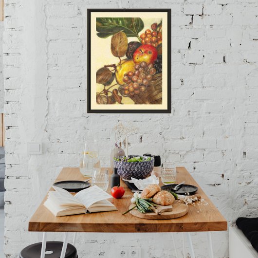 Fruit Still Life Framed Art - Kitchen Decor Canvas Afdruk