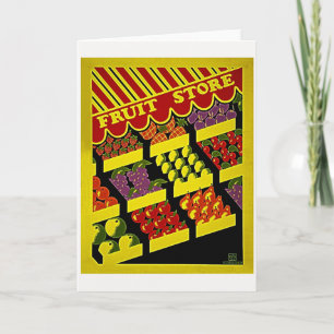 Fruit Store - Helderrood geel WPA-Poster Bedankkaart