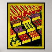 Fruit Store - Helderrood geel  WPA-Poster Poster (Voorkant)