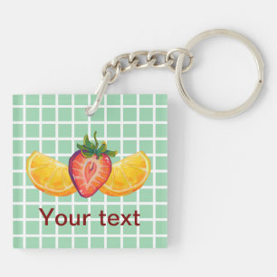 Fruit, Strawberry, orange Sleutelhanger