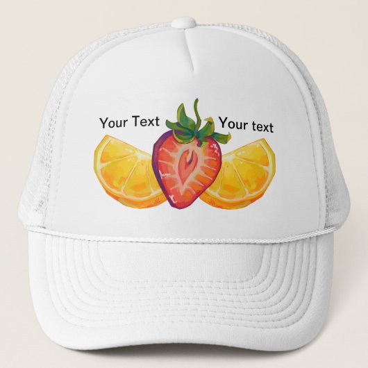 Fruit, Strawberry, orange Trucker Pet (Voorkant)