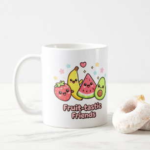 Fruit-tastische Vrienden – Mooie Kawaii Fruit Ontw Koffiemok
