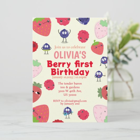 Fruit thema 1e verjaardag kaart (Staand voorkant)