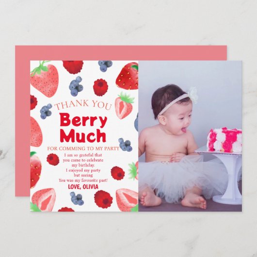 Fruit thema 1e verjaardag kaart (Voorkant / Achterkant)