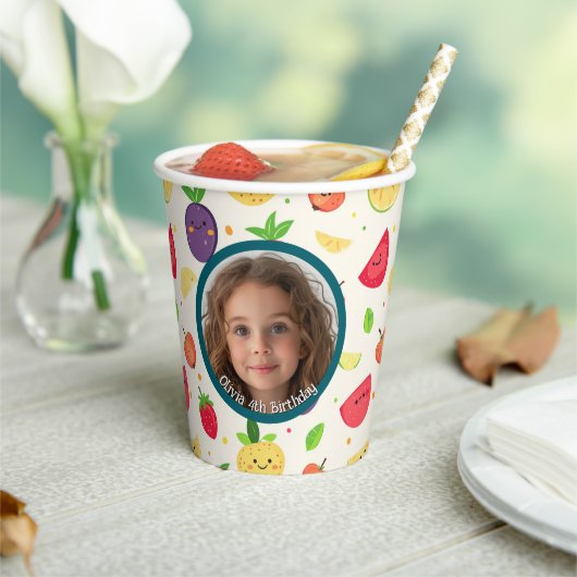 Fruit thema Aangepaste foto en naam Papieren Bekers (Insitu)