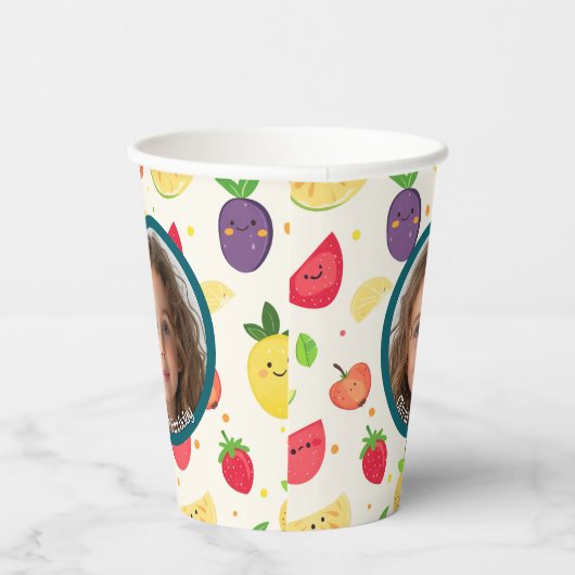 Fruit thema Aangepaste foto en naam Papieren Bekers (Rechts)