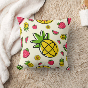 Fruit thema ananas, aardbei, watermeloen kussen