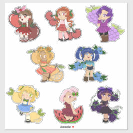 Fruit Theme Chibi Anime Stickers