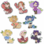 Fruit Theme Chibi Anime Stickers (Voorkant)
