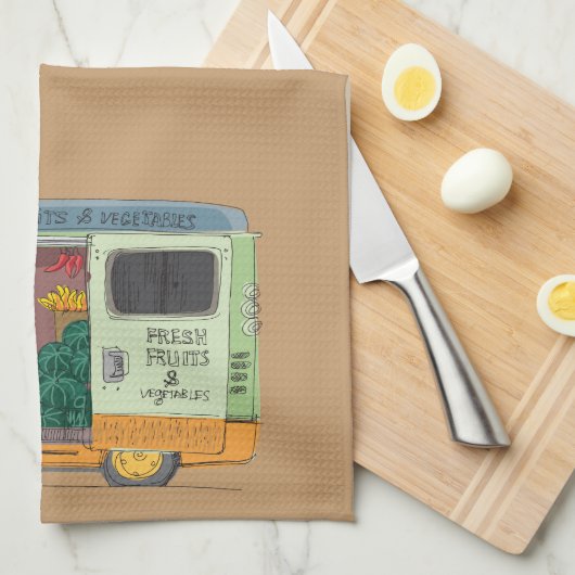 Fruit Truck Kitchen Towel Theedoek (Quarter Fold)