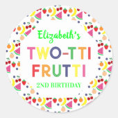 Fruit Two-tti Frutti 2de verjaardagssticker Ronde Sticker (Voorkant)