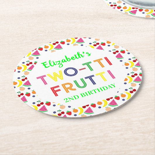 Fruit Two-tti Frutti 2e verjaardag Ronde Kartonnen Onderzetter (Gebogen)
