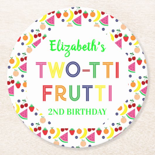 Fruit Two-tti Frutti 2e verjaardag Ronde Kartonnen Onderzetter (Voorkant)
