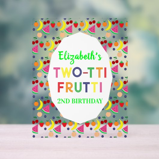 Fruit Two-tti Frutti 2nd Birthday Acryl Bord (Neutraal)