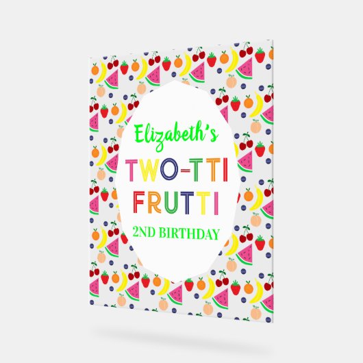 Fruit Two-tti Frutti 2nd Birthday Acryl Bord (Hoek)