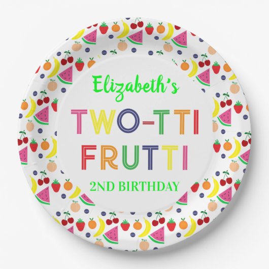 Fruit Two-tti Frutti 2nd Birthday Papieren Bordje (Voorkant)
