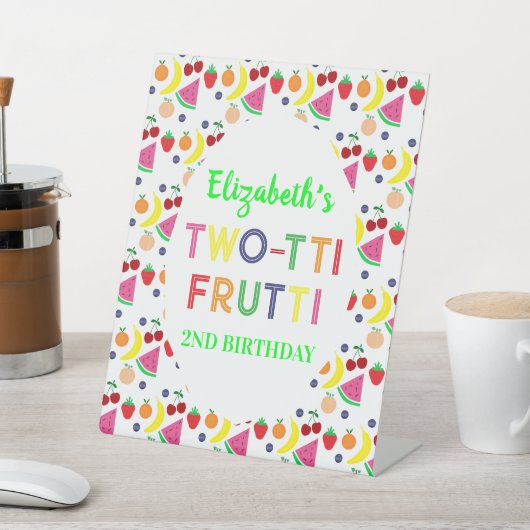 Fruit Two-tti Frutti 2nd Birthday Reclamebord Met Voetstuk (Insitu)