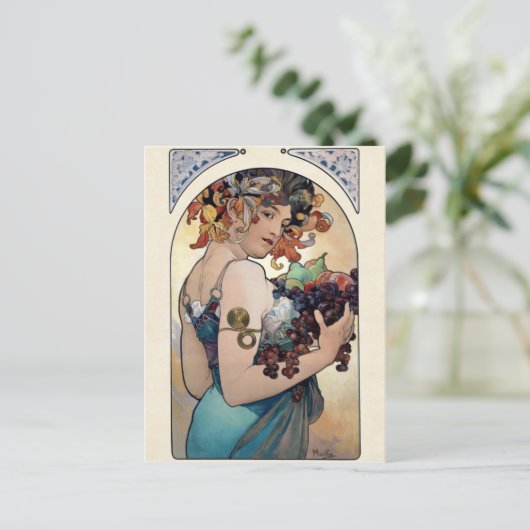 Fruit van Alfons Mucha 1897 Briefkaart (Staand voorkant)