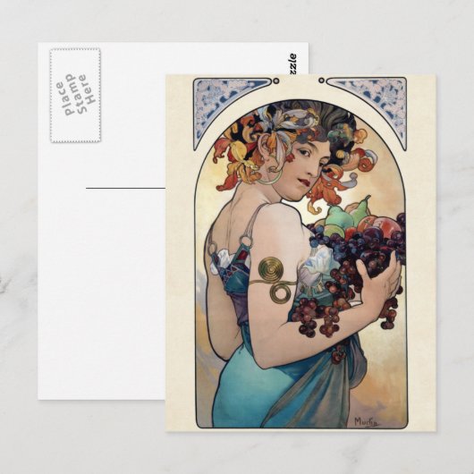 Fruit van Alfons Mucha 1897 Briefkaart (Voorkant / Achterkant)